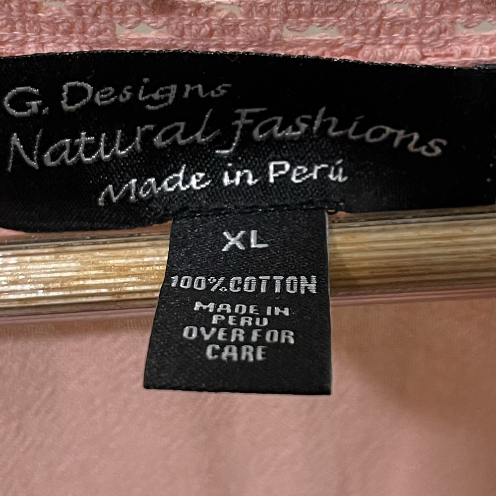 G.Designs Natural Fashions Floral Cotton Tunic Dress Lace Peach Resort Cruise XL - Picture 7 of 7